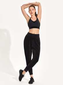 GLOWMODE Joggers Con Cordón De Terciopelo Aplastado - Negro - Ver 5