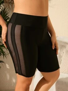 Bottom de bikini con malla en contraste lado - Negro - Ver 4