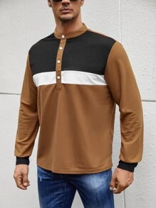 Manfinity Men Colour Block Polo Shirt - Brown - View 1