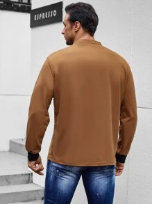 Manfinity Men Colour Block Polo Shirt - Brown - View 2