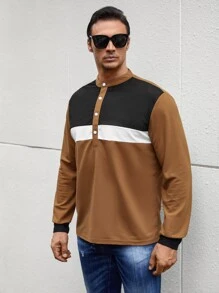 Manfinity Men Colour Block Polo Shirt - Brown - View 3