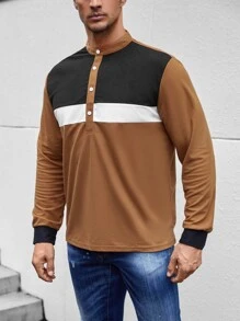 Manfinity Men Colour Block Polo Shirt - Brown - View 4