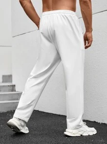 Manfinity Homme Men Plus Letter Graphic Drawstring Waist Pants - White - View 2