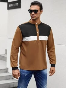 Manfinity Men Colour Block Polo Shirt - Brown - View 5