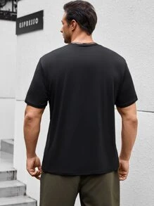 Manfinity Men Plus Floral And Japanese Letter Graphic Sweatshirt - Black - View 7