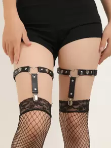 2 piezas Liguero a la cintura aro de corazón - Negro - Ver 1