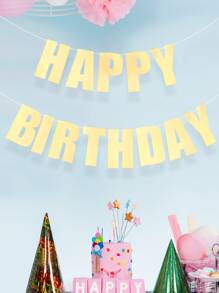 1pc Slogan Graphic Pull Flag - Gold - View 1