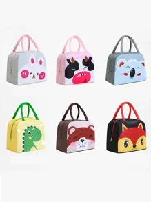 1pc Cartoon Animal Print Random Lunch Bag, Children School Insulated Lunch Box, Lunch Bag - Multicolor - View 4