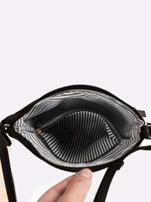 迷你前拉鏈方包 - 黑色 - 查看 3