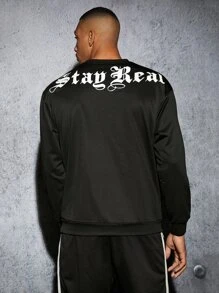 Manfinity Men Letter Graphic Drop Shoulder Sweatshirt - Black - View 1