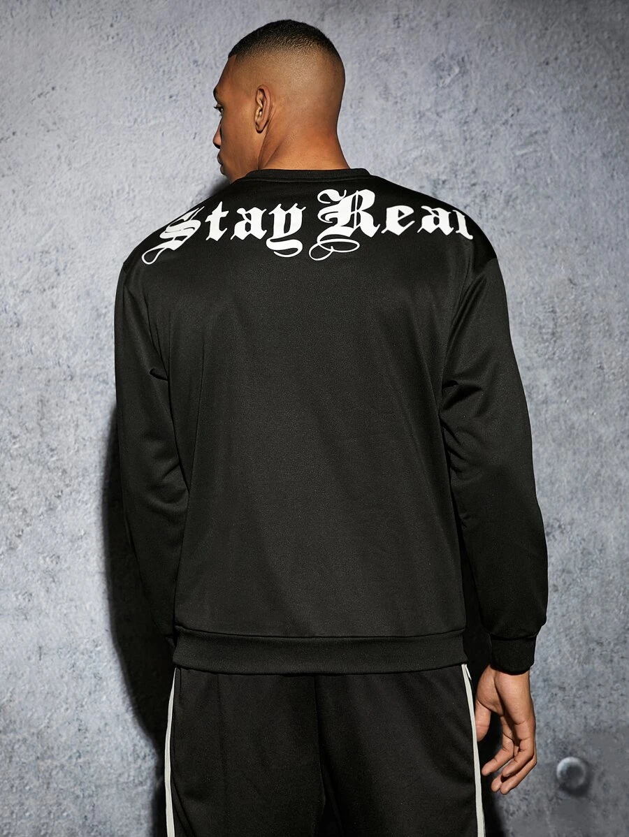 Manfinity Men Letter Graphic Drop Shoulder Sweatshirt - Black - View 1