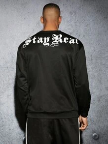 Manfinity Men Letter Graphic Drop Shoulder Sweatshirt - Black - View 5