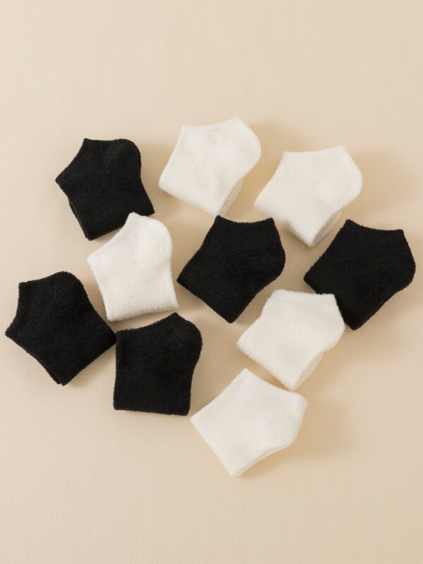 10pairs Solid Fuzzy Ankle Socks SHEIN USA