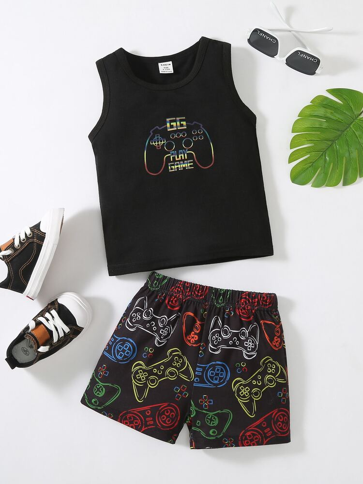 Baby Boy Gamepad Print Tank Top & Shorts