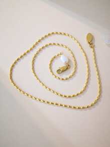 Faux Pearl Decor Fashion Necklace For Daily Wear - Yellow Gold - View 1