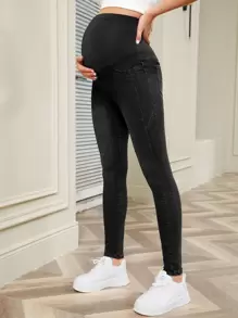 SHEIN 孕婦寬腰帶緊身牛仔褲