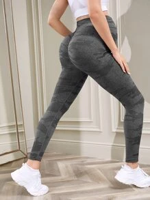 SHEIN 孕婦迷彩腹部支撐運動打底褲