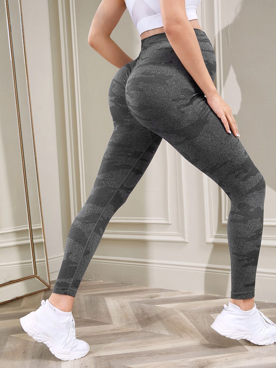 SHEIN 孕婦迷彩腹部支撐運動打底褲