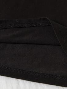 SHEIN Chicas con estampado de letra ribete con fruncido Camiseta & Shorts con cinturón - Multicolor - Ver 6