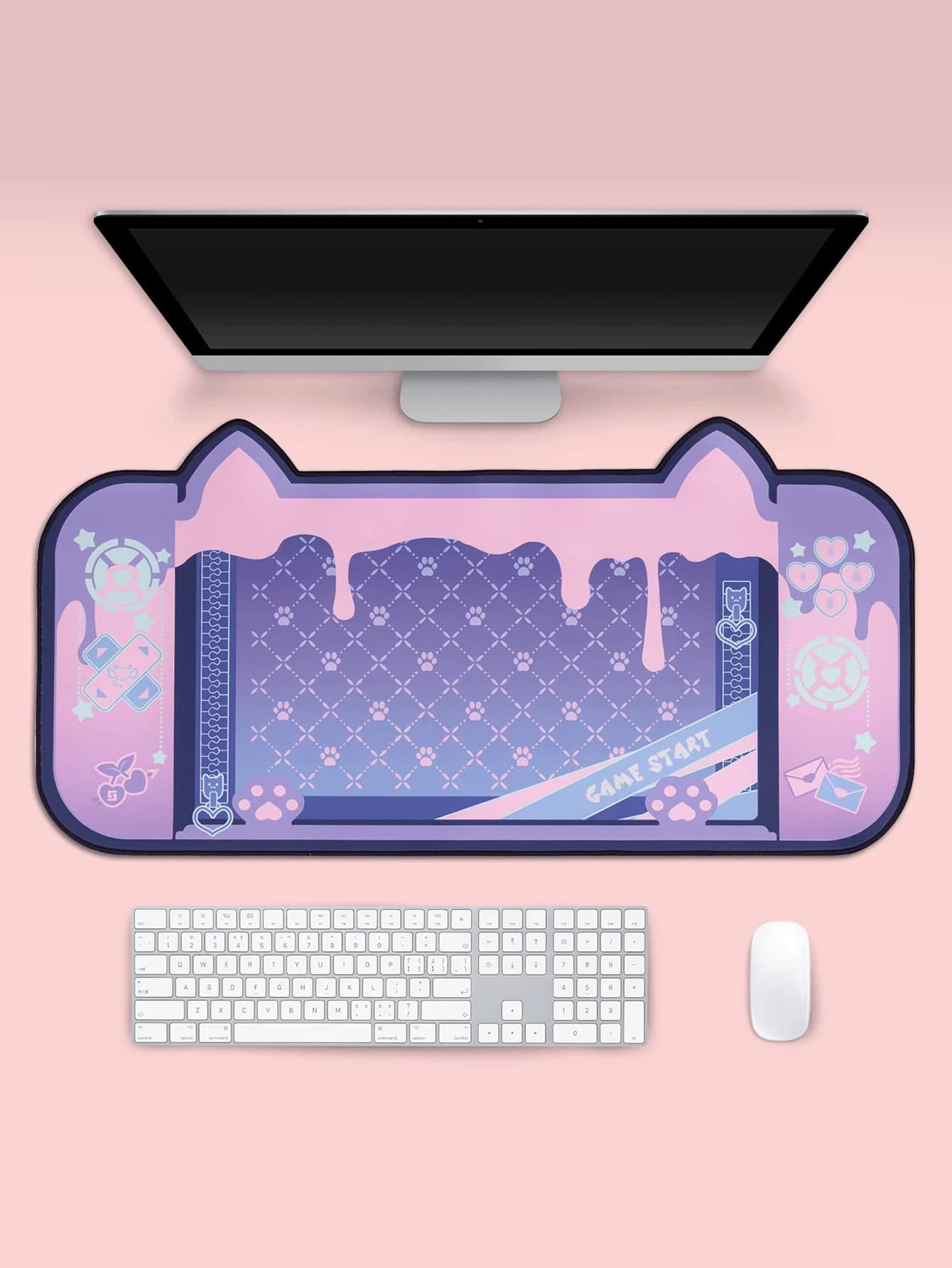 GeekShare 1pc Cartoon Paw & Letter Graphic Desk Mouse Pad, Desk Mat - Multicolor - View 1