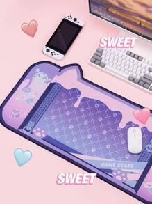 GeekShare 1pc Cartoon Paw & Letter Graphic Desk Mouse Pad, Desk Mat - Multicolor - View 3