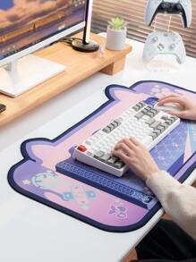 GeekShare 1pc Cartoon Paw & Letter Graphic Desk Mouse Pad, Desk Mat - Multicolor - View 4