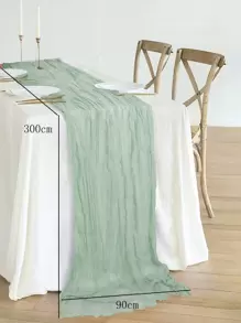 1pc Polyester Table Runner, Fashionable Ruched Kitchen Table Runner For Wedding - Mint Green - View 3