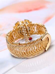 1 pieza Reloj de cuarzo con decoración de rhinestone y 1 pieza Anillo como regalo para estudiantes que regresan a la escuela