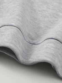 SHEIN EZwear Heart & Letter Graphic Thermal Lined Sweatshirt - Light Grey - View 4