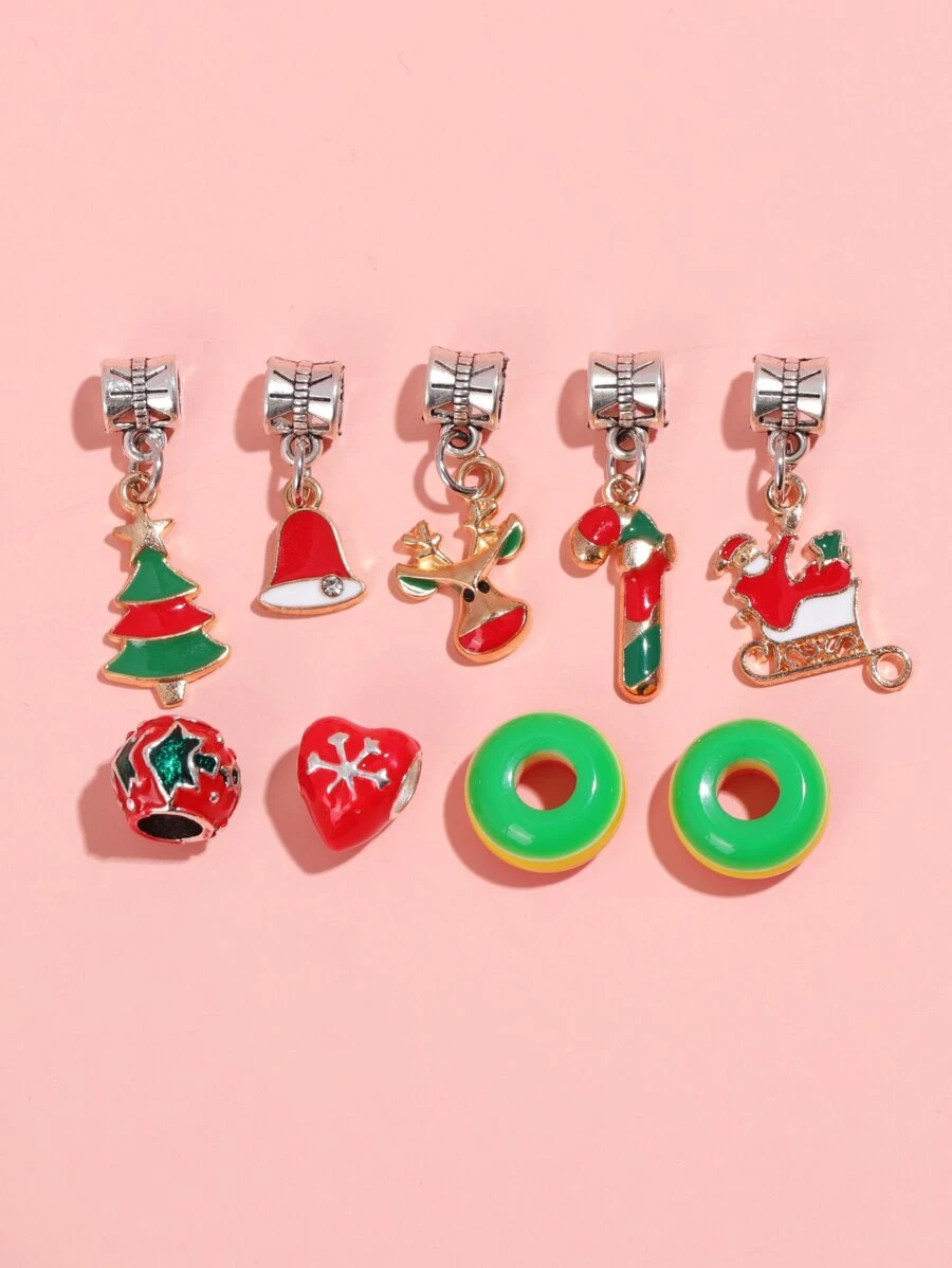 9pcs Christmas Tree & Bell DIY Jewelry Accessory - Multicolor - View 1