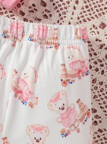 嬰兒卡通圖案連體衣和褲子和頭巾