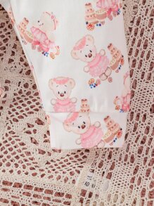 嬰兒卡通圖案連體衣和褲子和頭巾