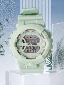 Reloj digital de forma redonda - Verde - Ver 1