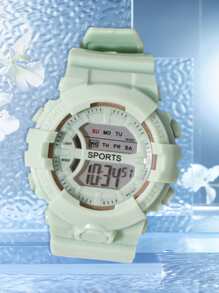 Reloj digital de forma redonda - Verde - Ver 2