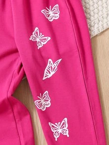 Toddler Girls Butterfly Print Joggers - Hot Pink - View 4