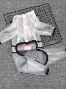 1pc Clear Contrast Binding Hooded Pet Raincoat, Four Feet Hooded Transparent Waterproof - Black - View 5