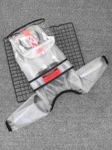 1pc Clear Contrast Binding Hooded Pet Raincoat, Four Feet Hooded Transparent Waterproof - Black - View 6