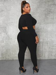 SHEIN SXY Plus High Waist Skinny Pants - Black - View 2