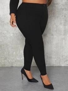 SHEIN SXY Plus High Waist Skinny Pants - Black - View 4