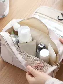 1Pc Beige Mesh Bag Pvc Handheld Foldable Large Capacity Makeup Bag For Women Girls, Makeup Bag Makeup Pouch Skincare Bag Toiletry Bag Packing Cubes, Travel Essentials Cruise Essentials Dorm Essentials, Wedding Bridesmaid Gifts, Mom Gifts, Birthday Gifts, Gifts For Friends And Teachers, Home Decor, Bathroom Living Room Bed Lip Oil Organizer, Organizer Makeup Case - Beige - View 6