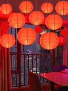 5 chiếc đèn lồng giấy treo năm mới của Trung Quốc - Đỏ - Xem 1