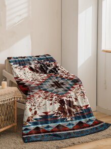 1pc Geometric Pattern Blanket - Multicolor - View 1
