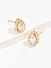 方晶鋯石水滴耳釘