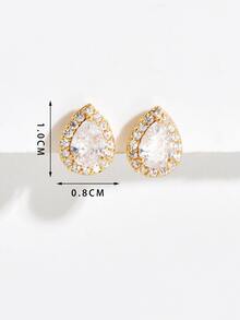 方晶鋯石水滴耳釘