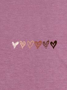 INAWLY Heart Print Tee Graphic Tees Women Tops