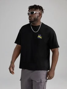 Manfinity Men Plus Bear & Slogan Graphic Tee - Black - View 5