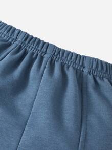 SHEIN Baby Solid Elastic Waist Trousers - Dusty Blue - View 3