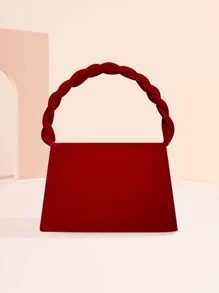 Sun & Faux Pearl Decor Flap Square Bag - Red - View 2