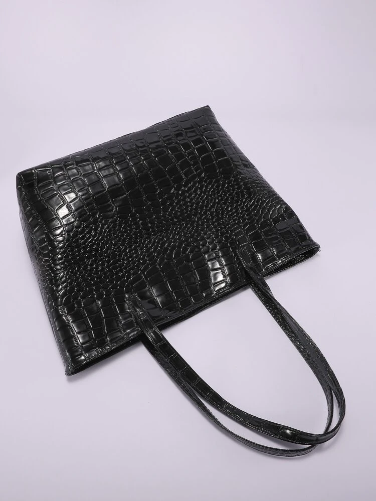 Crocodile Embossed Shoulder Tote Bag, Animal Print Women Bag