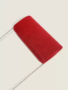 SIIZA 迷人、優雅、精緻、高貴的閃亮新款跨境晚禮包，簡單優雅的手袋、時尚鏈帶肩背包、小型手拿包，適合派對女孩、女士、新娘，完美適配派對、婚禮、舞會、宴會 - 紅色 - 查看 5